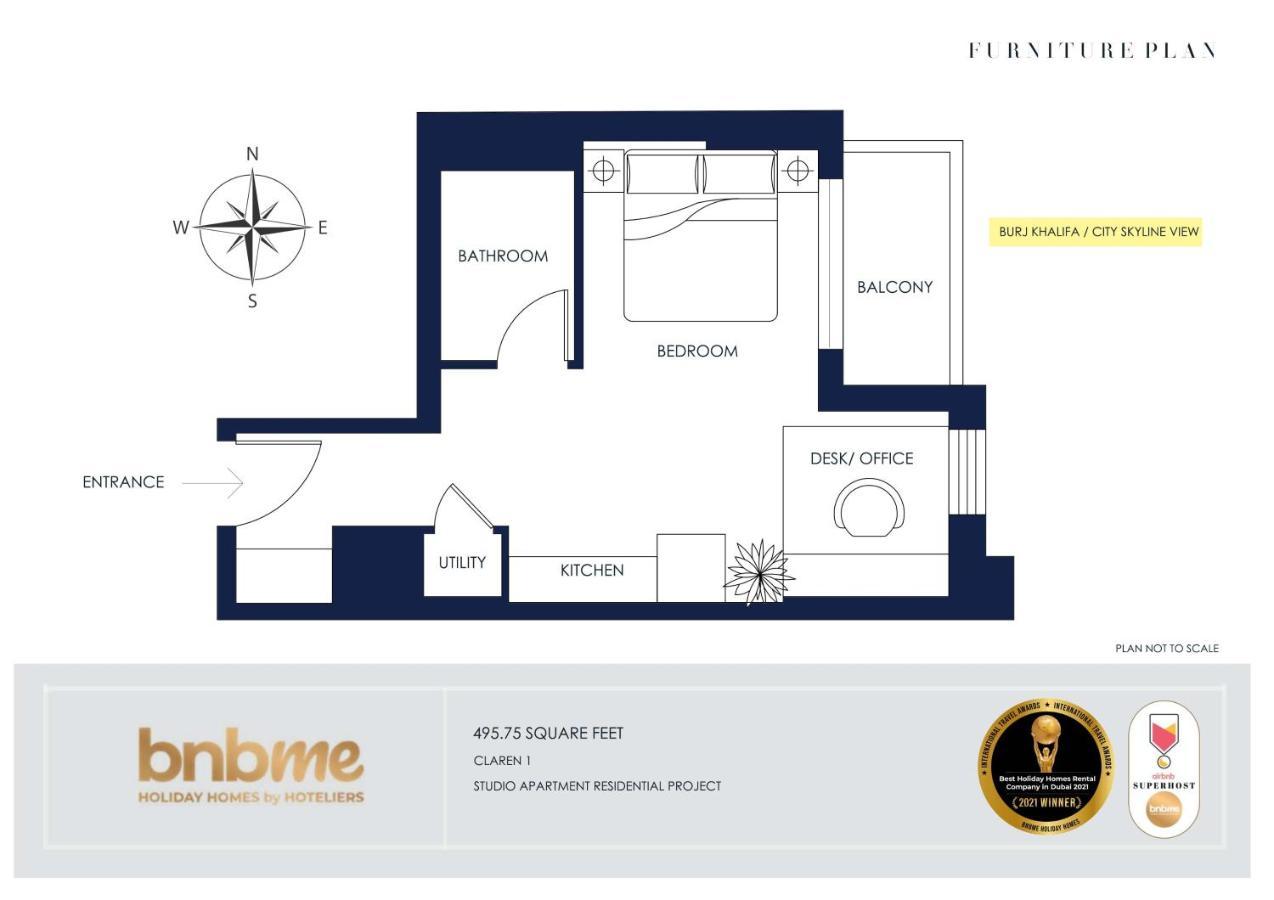 Bnbmehomes - Elegant & Stylish Studio In Downtown - 502 Dubaj Kültér fotó